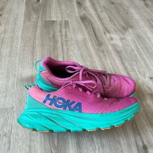 Hoka One Ringcon 3 Women's Pink and Teal Athletic Shoes